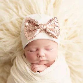 Baby Hat - Shimmer Bow - Rose Gold