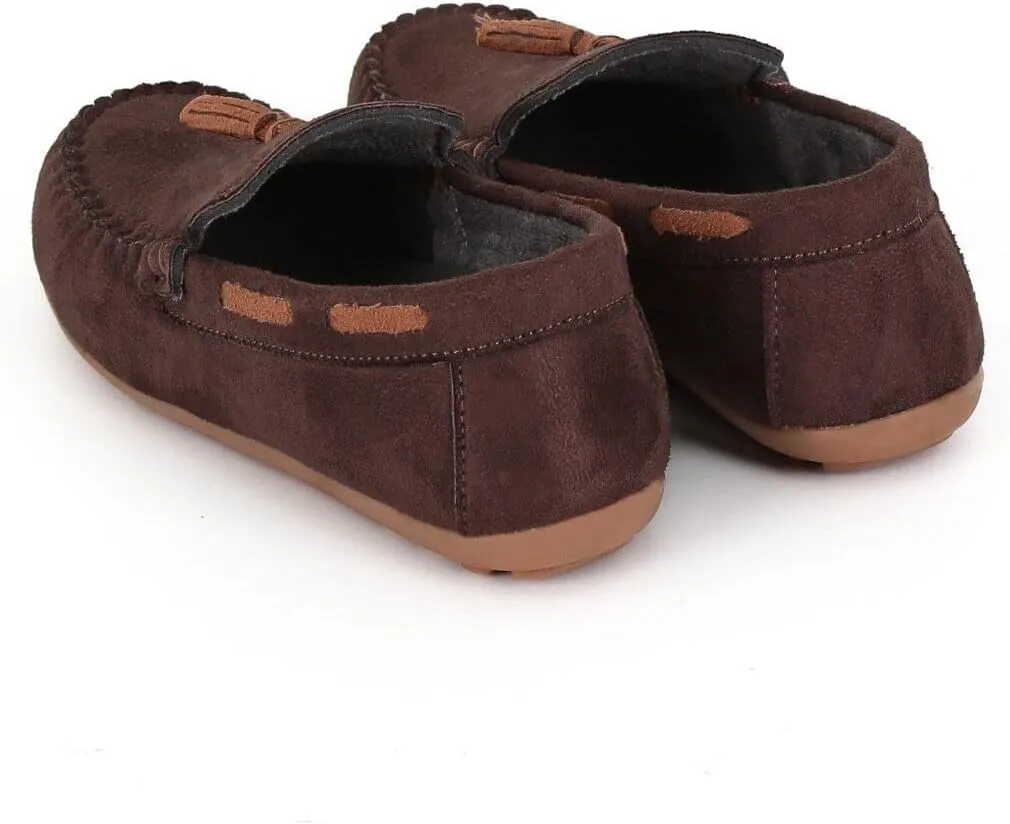 Boys Suede Penny Loafers with Woven Design  Casual Footwear with Platform Sole