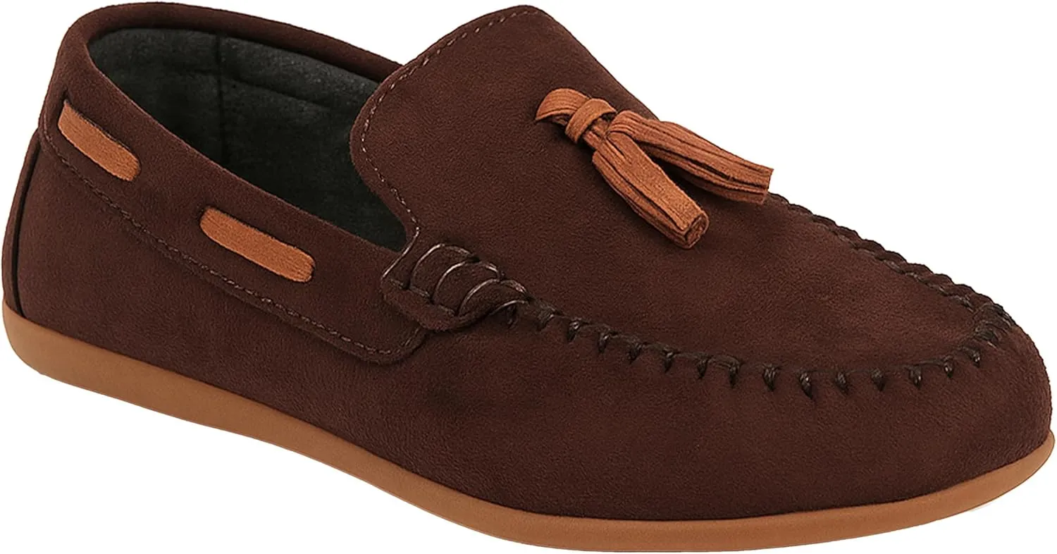 Boys Suede Penny Loafers with Woven Design  Casual Footwear with Platform Sole