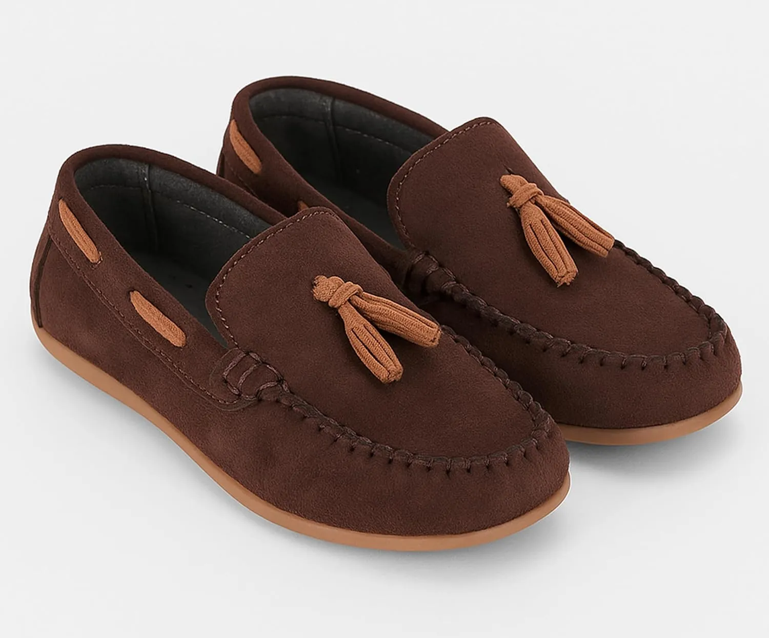 Boys Suede Penny Loafers with Woven Design  Casual Footwear with Platform Sole