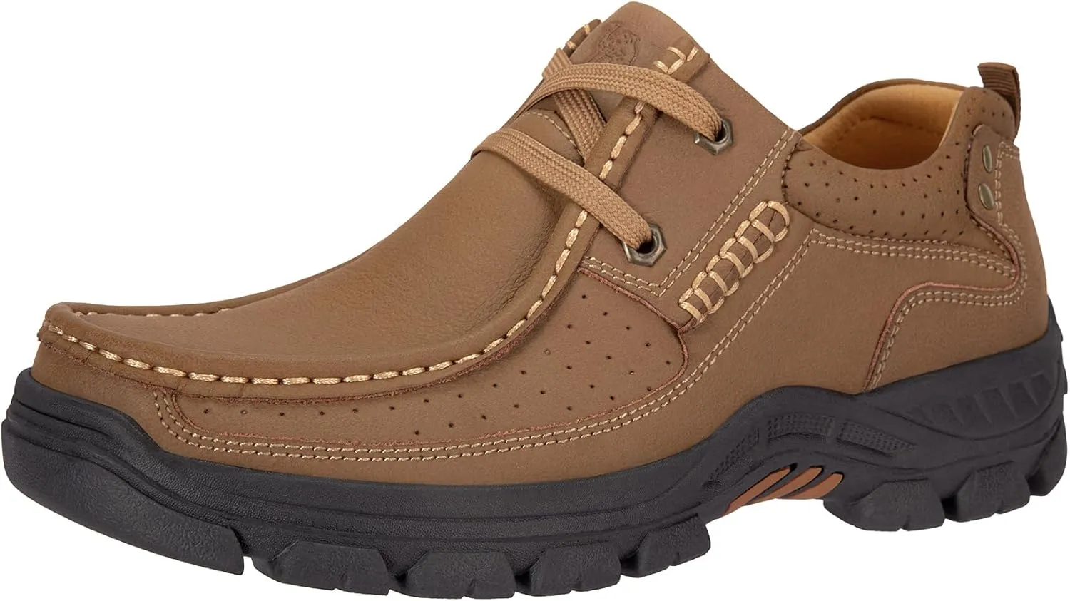 CAMEL CROWN Mens Walking Shoes Leather Lace up Loafer Relaxed-Fit Comfortable Casual Shoes