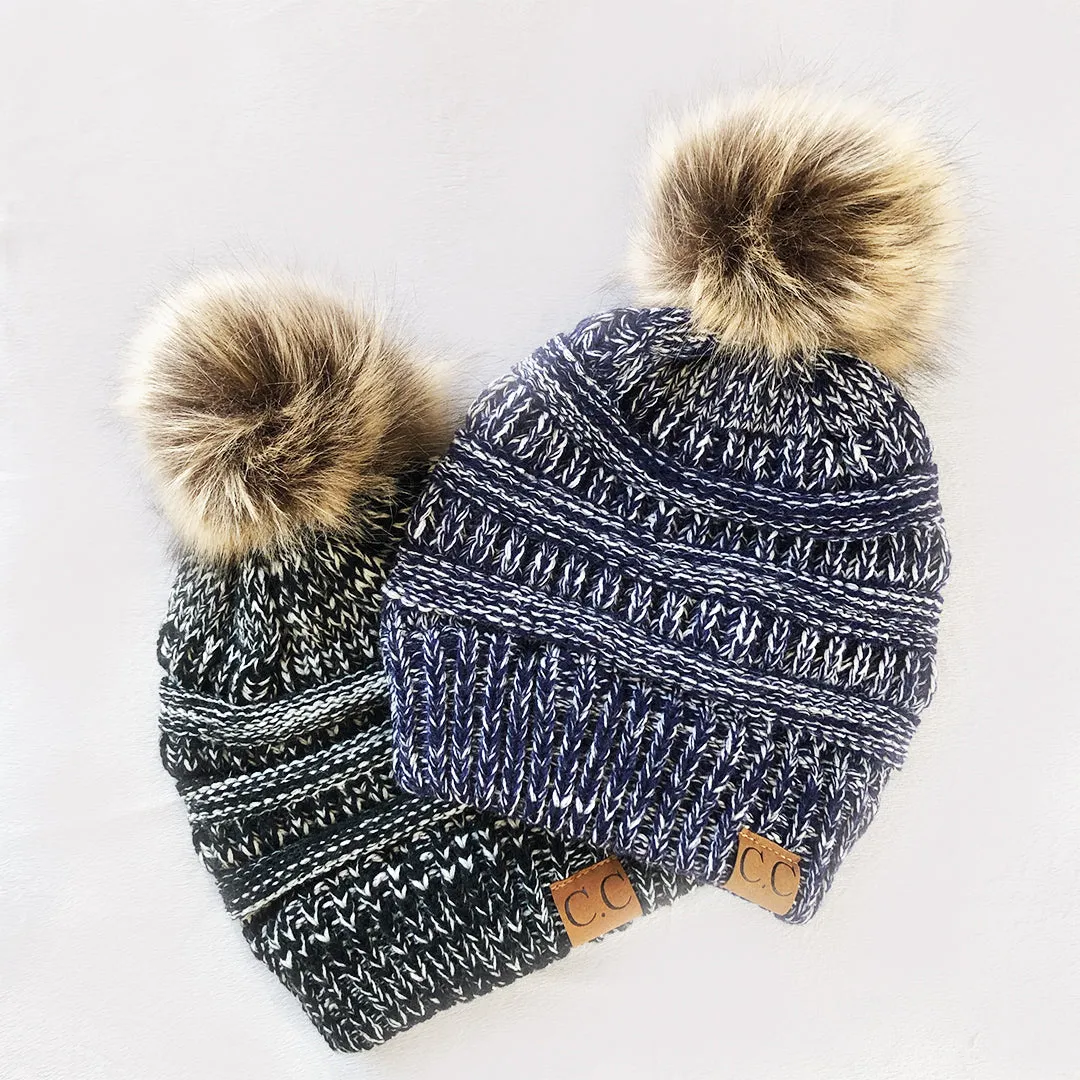 C.C Toque with Faux Fur Pompom
