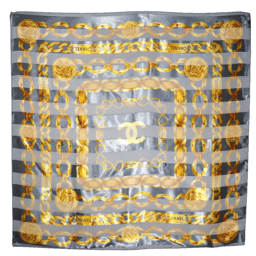 Chanel Chainpattern Scarf Chiffon