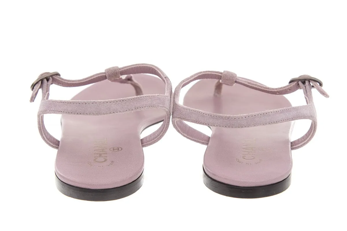 Chanel Purple Studded Suede Sandals SZ 42