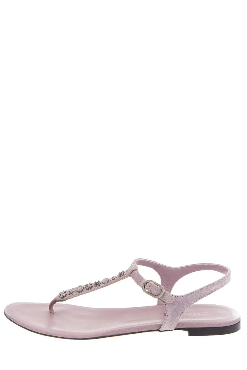 Chanel Purple Studded Suede Sandals SZ 42
