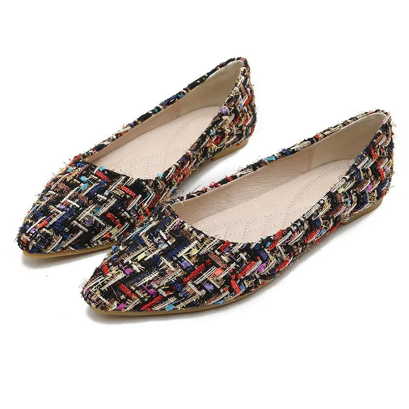 Fashion Brand Ladies Flats Casual Women Shoes Pointed toe Soft Comfortable Office Ladies Shoes Plus Size 42 TB031