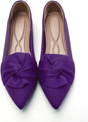 Flats for Womens Pointed Toe Ballet Flats with Bow Comfortable Knit Dressy Flats