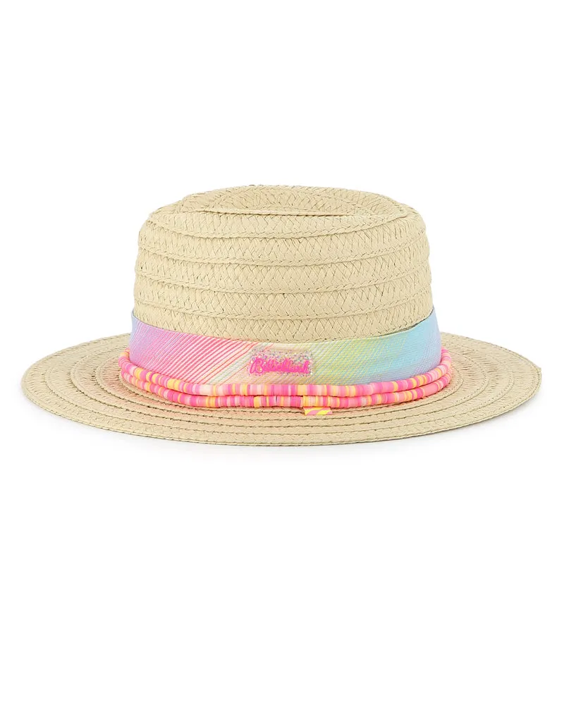 Girls Beige Straw Hat