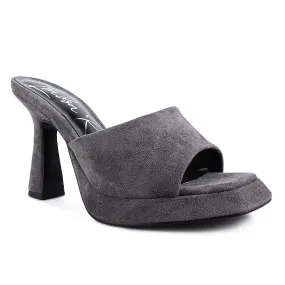 Grey Mid Heel Classic Sandals