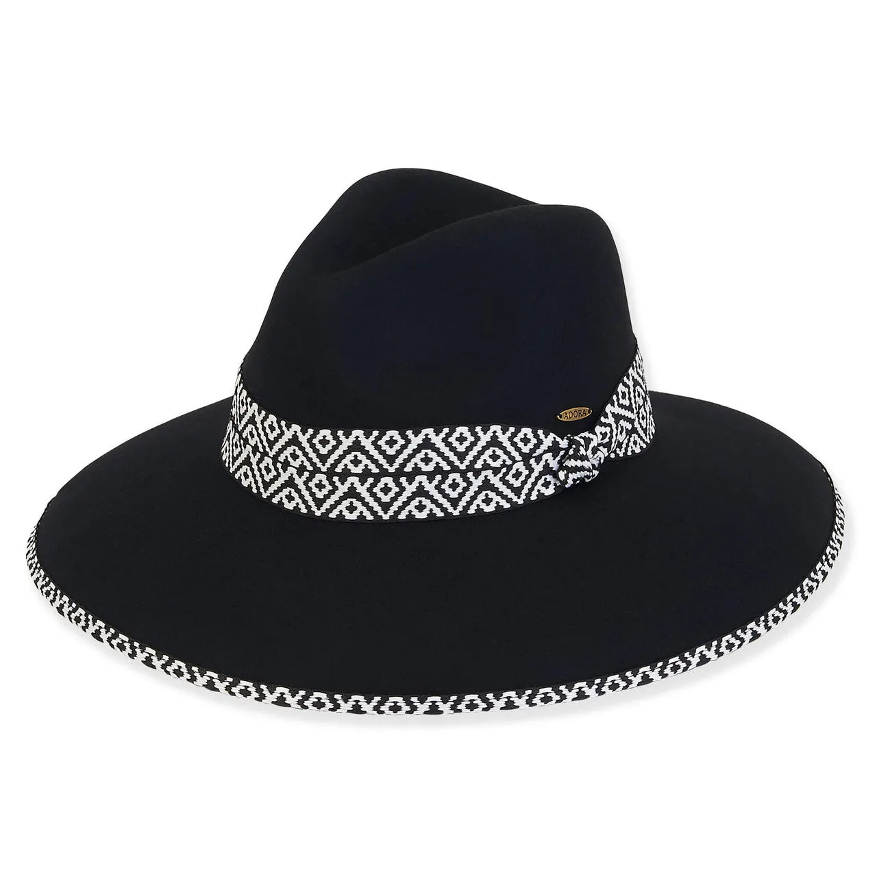 Hat - Black-Black/White Head Band-Women's-Ad1402A