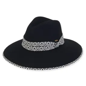 Hat - Black-Black/White Head Band-Women's-Ad1402A