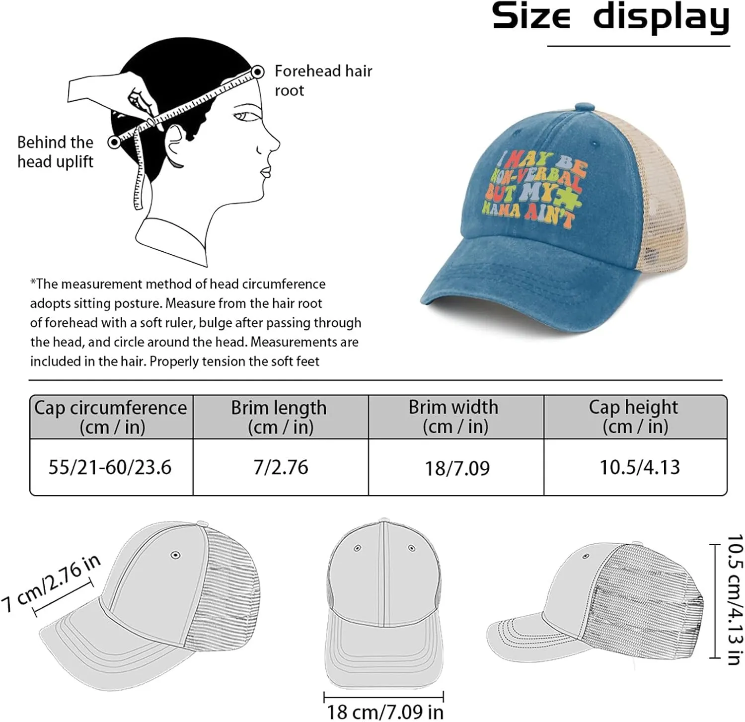 I May BES Non-Verbal But My Mama Ain't Kids Baseball Hat for Women Running Hat for Men's Quick Dry Caps Baseball Cap Women