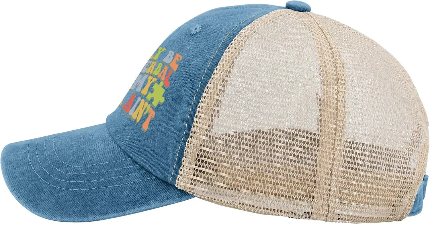 I May BES Non-Verbal But My Mama Ain't Kids Baseball Hat for Women Running Hat for Men's Quick Dry Caps Baseball Cap Women