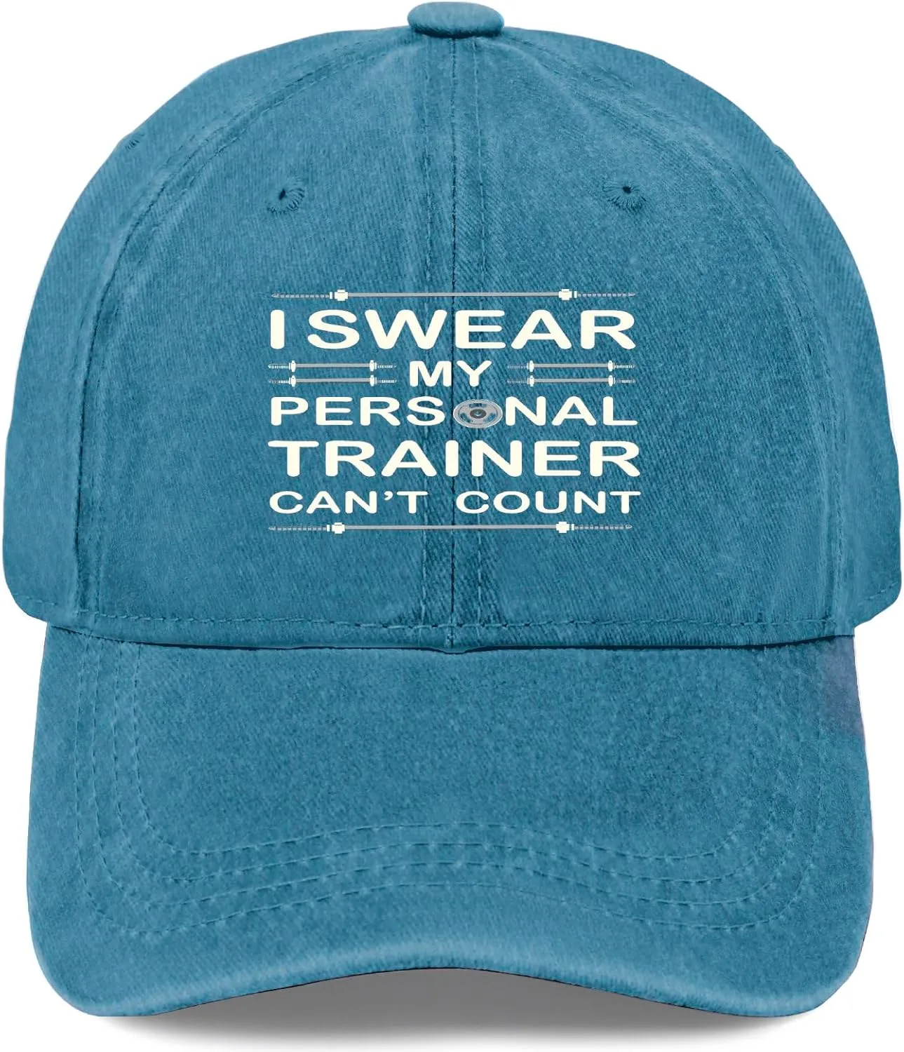 I Swears My Personals Trainer Can’t Count Funny Fitnes Gyms Baseball Hat Golf Hat for Womens Breathable Cap Visor Hat Cyan Blue