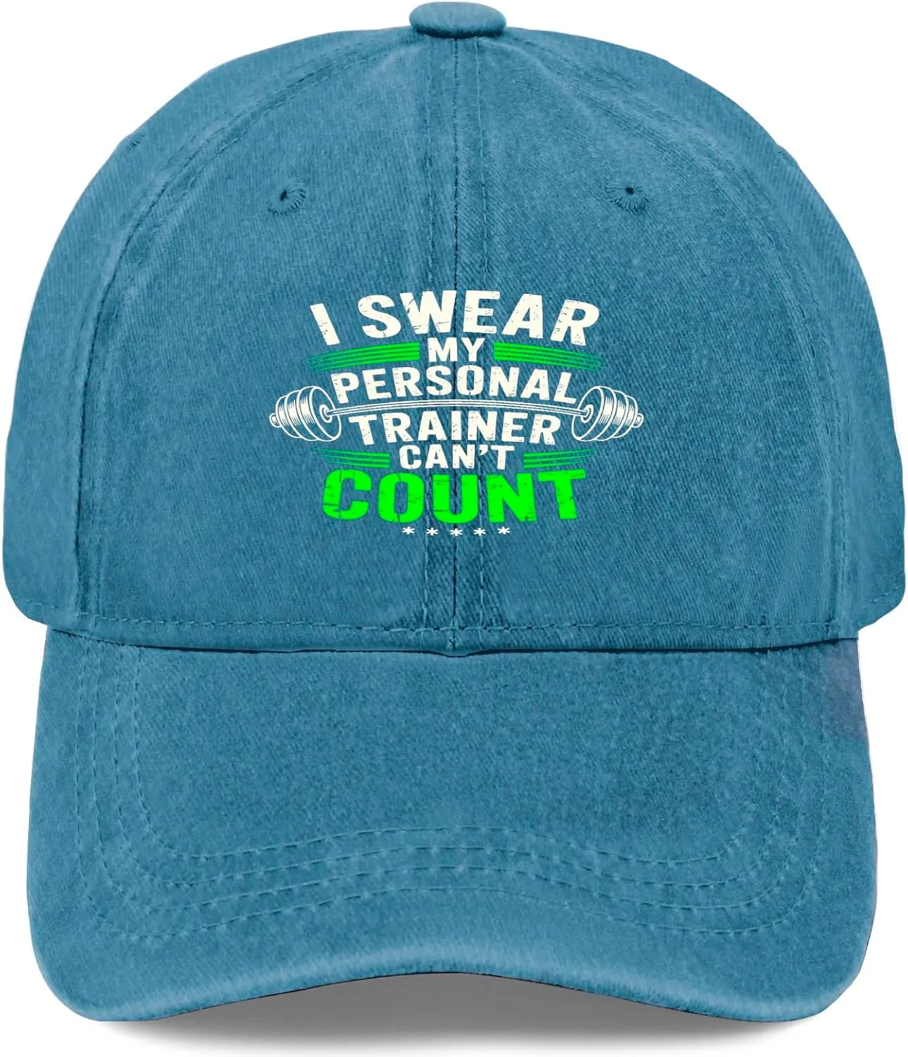 I Swears My Personals Trainer Can’t Count Funny Gyms Womens Hat Gym Hats for Men Breathable Cap Visor Hat Cyan Blue