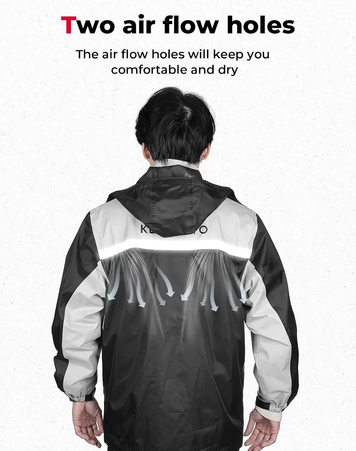 KEMIMOTO Rain Suits for Men Waterproof Motorcycle Rain Gear for Men Rain Suit Rain Jacket Reflective Work Rain Coats Lightweight Hiking Rainsuit for Men, Large, Black