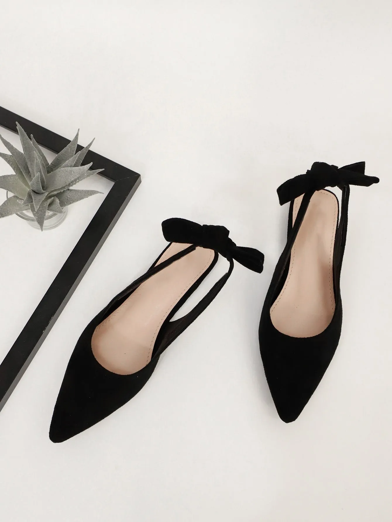 Knot Decor Point Toe Slingback Flats