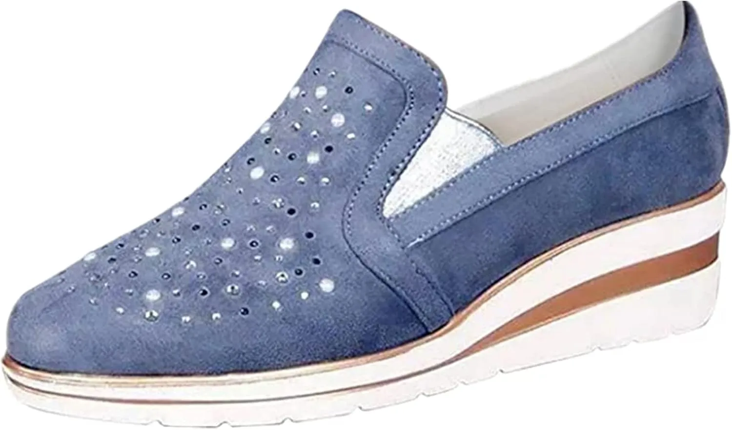 Ladmiple Shoes For Women Sneakers Trendy Fashion Slip on Walking Shoes Casual Summer Lace Low Platform Flats Loafers