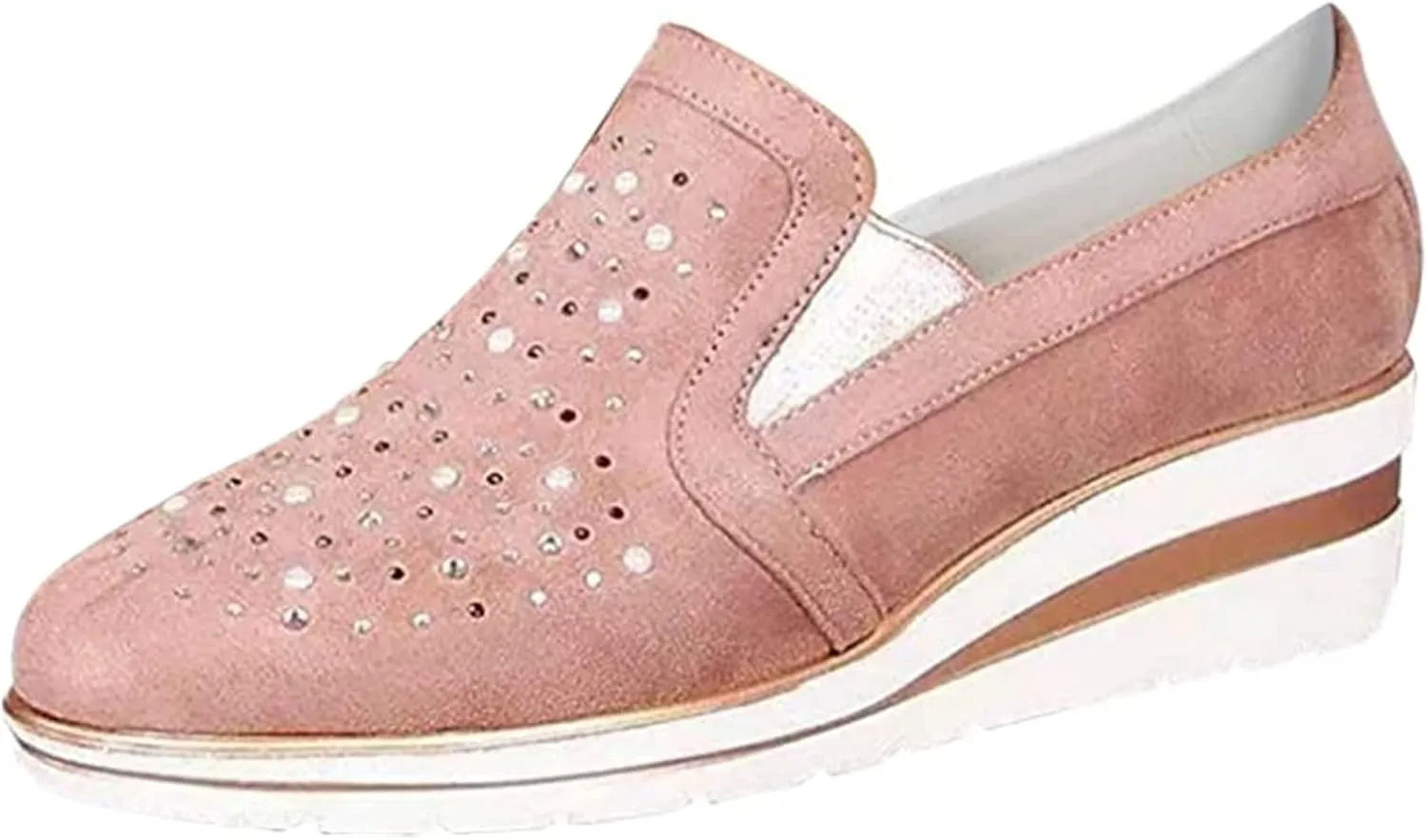 Ladmiple Shoes For Women Sneakers Trendy Fashion Slip on Walking Shoes Casual Summer Lace Low Platform Flats Loafers