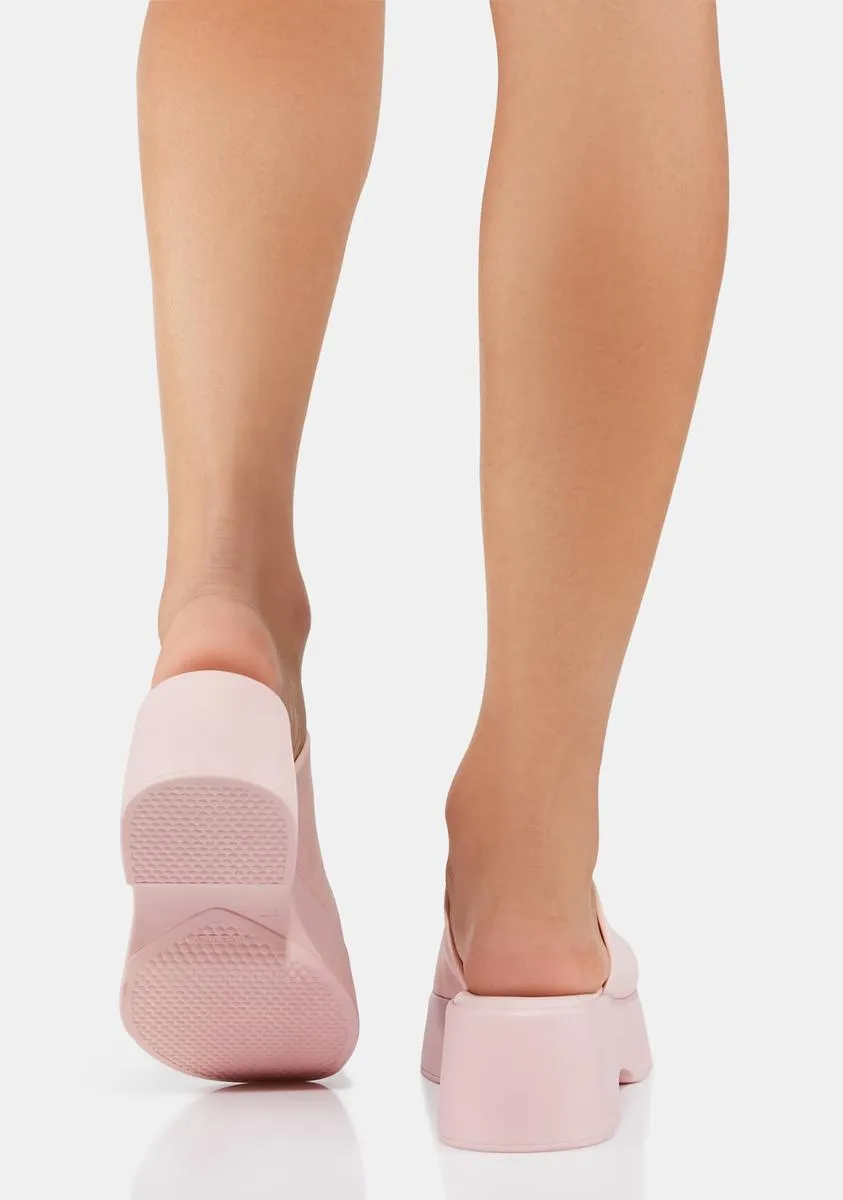 Light Pink Slinky Wedge Sandals