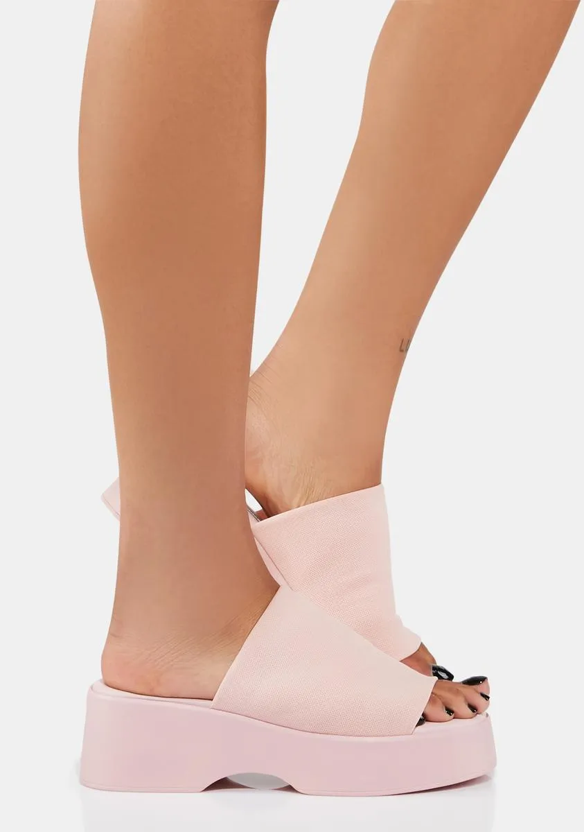 Light Pink Slinky Wedge Sandals