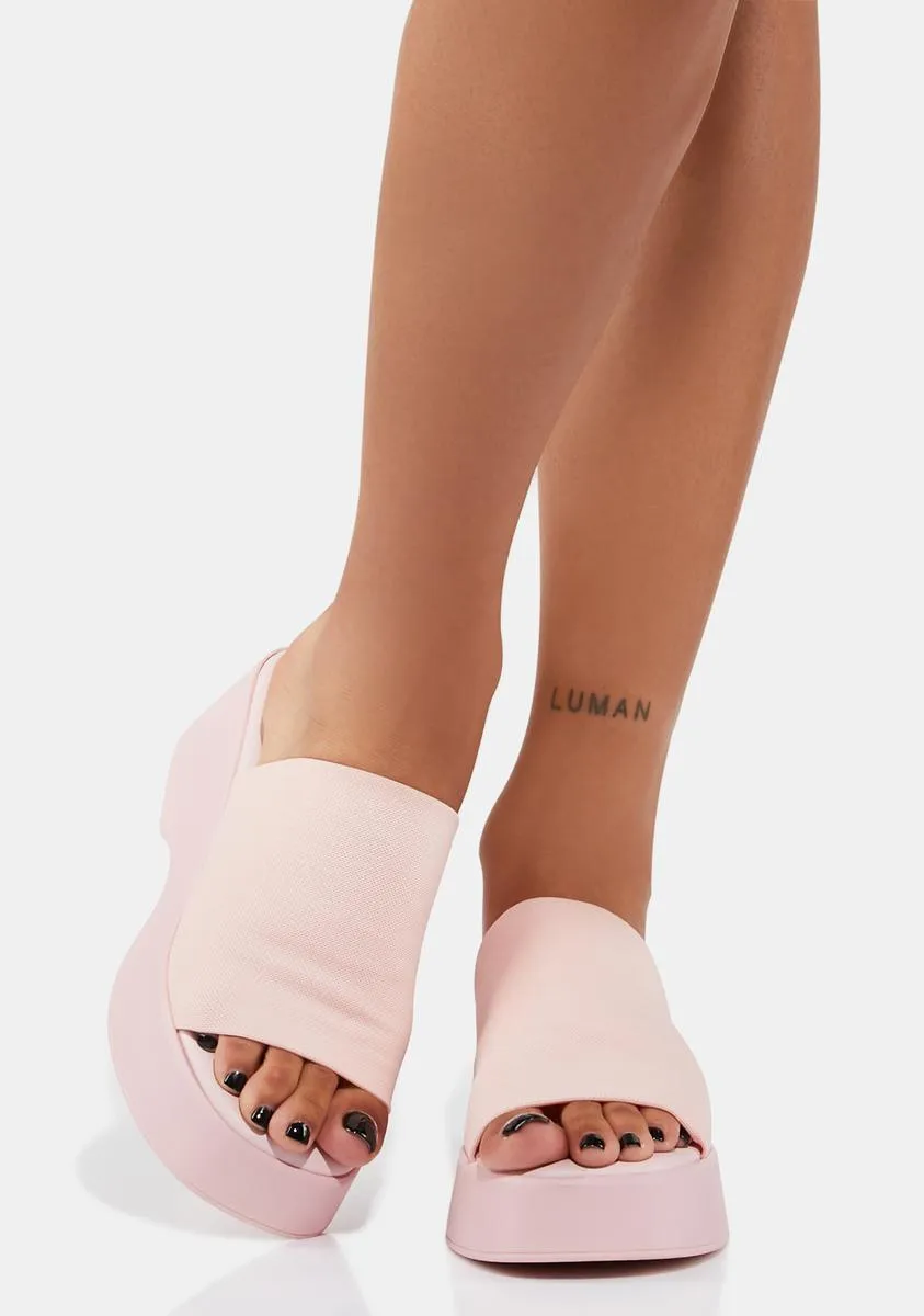 Light Pink Slinky Wedge Sandals