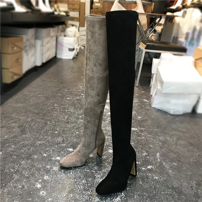 LUXE SEVEN DESIGN OVER THE KNEE HIGH HEELED BOOTS