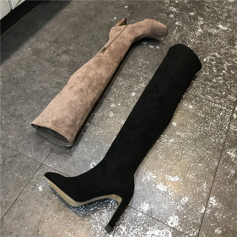LUXE SEVEN DESIGN OVER THE KNEE HIGH HEELED BOOTS
