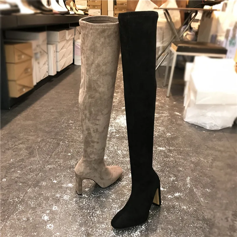 LUXE SEVEN DESIGN OVER THE KNEE HIGH HEELED BOOTS
