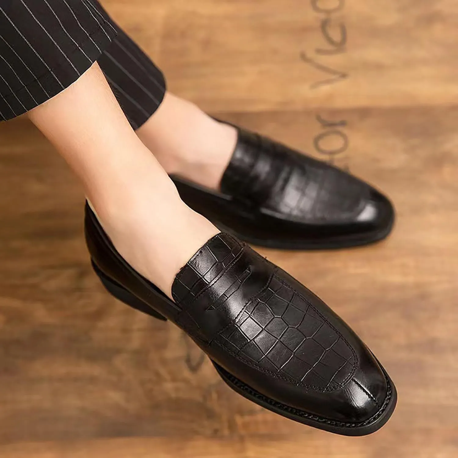 Mens Square Toe Classic Business Dress Shoes Oxfords Casual Retro Classic Barefoot Shoes Comfortable Formal Derby Business Dress Shoes for Men 2024