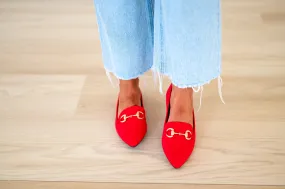 Monica Suede Flats-Red