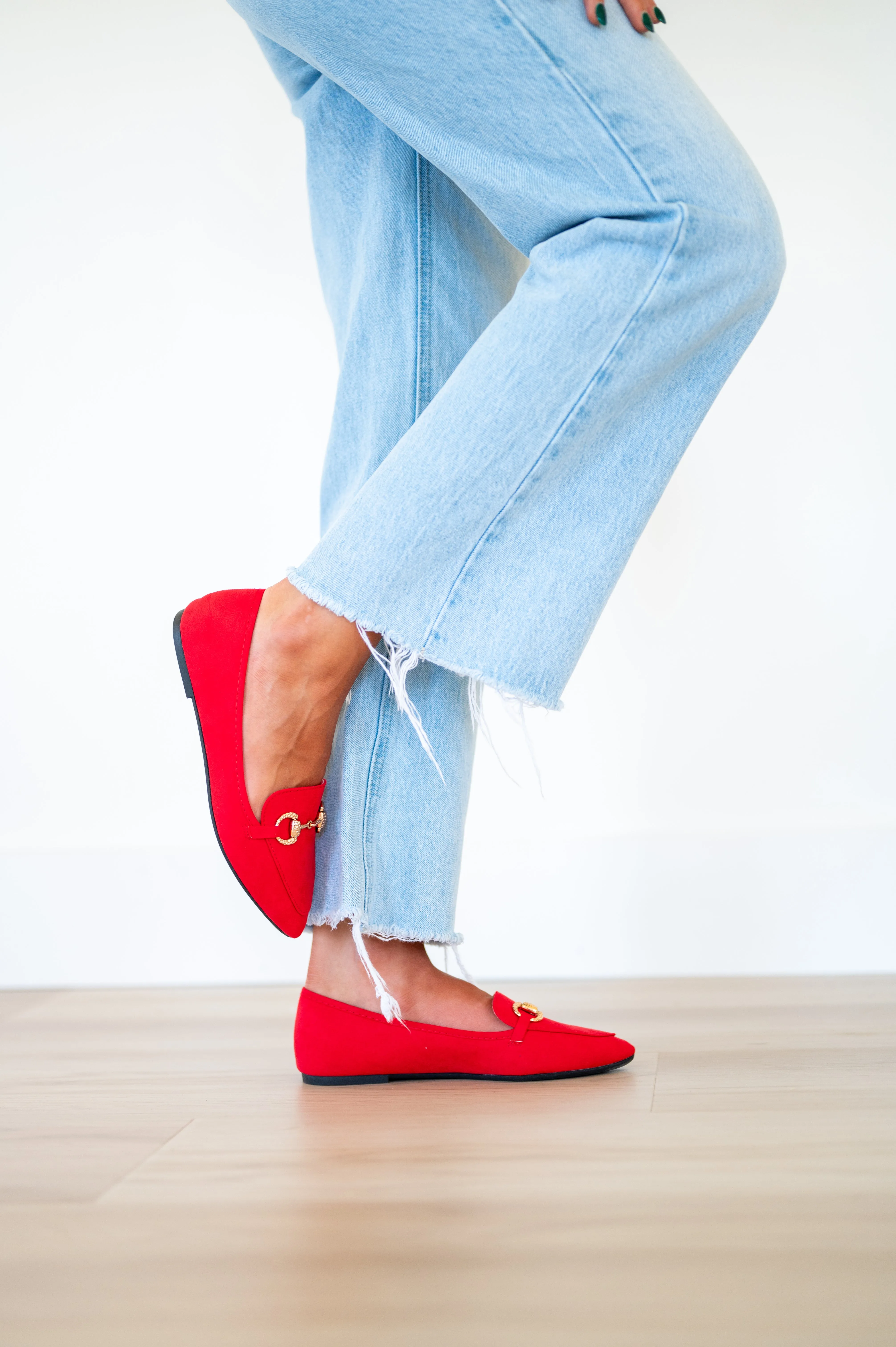 Monica Suede Flats-Red