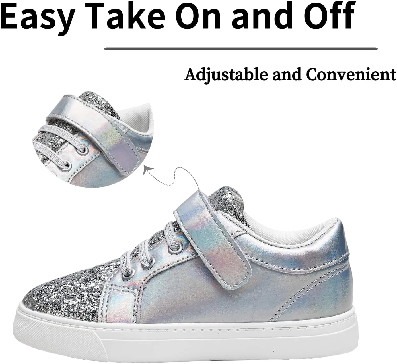 Nihaoya Baby First Walking Shoes Toddler Slip on Shoes Girls Princess Casual Sneakers Glitter Boy Running Tennis Footwear