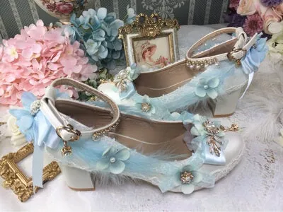 One Night~Wedding Lolita Floral Pointed Toe Heels
