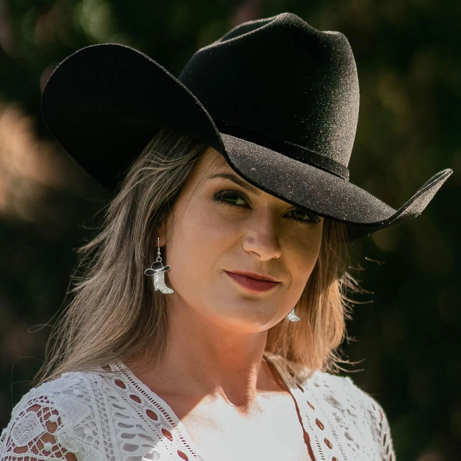 RechicGu Rhinestone Western Boots Earrings Cowgirl Cowboy Enamel Hat Bohemian Rodeo Boot Drop Dangle Earrings for Women