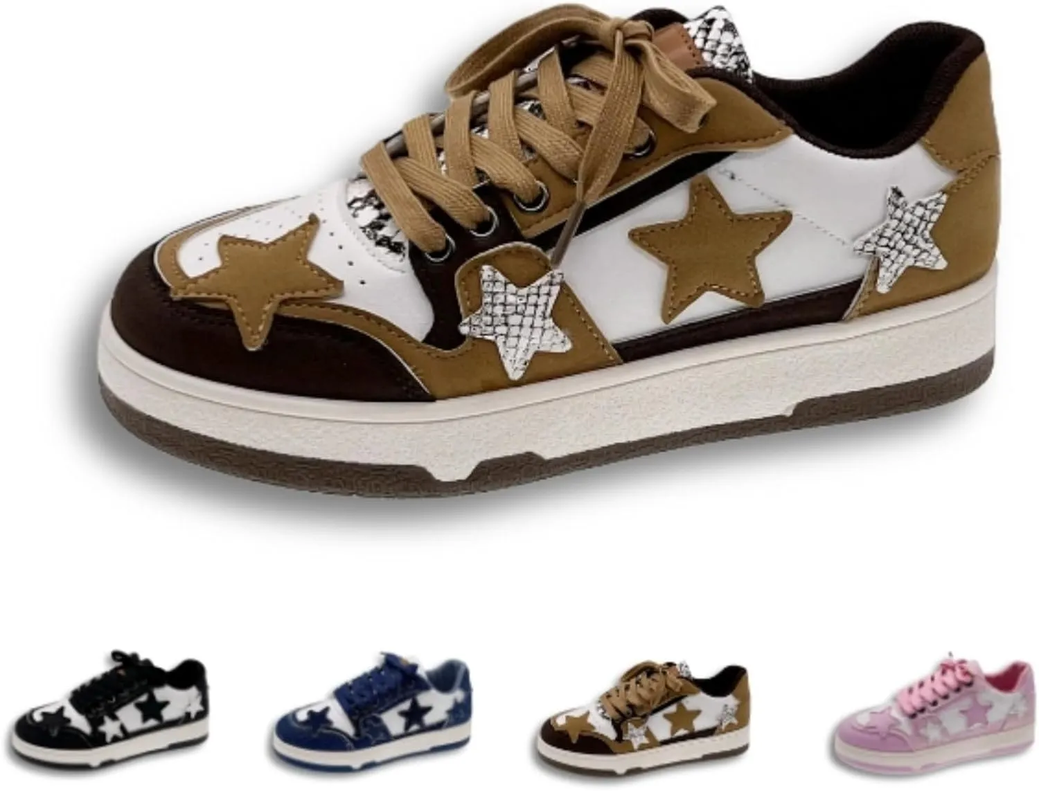 Retro Cool Star Chunky Sneakers for Women Trendy Casual Aesthetic Platform Skate Walking Shoes