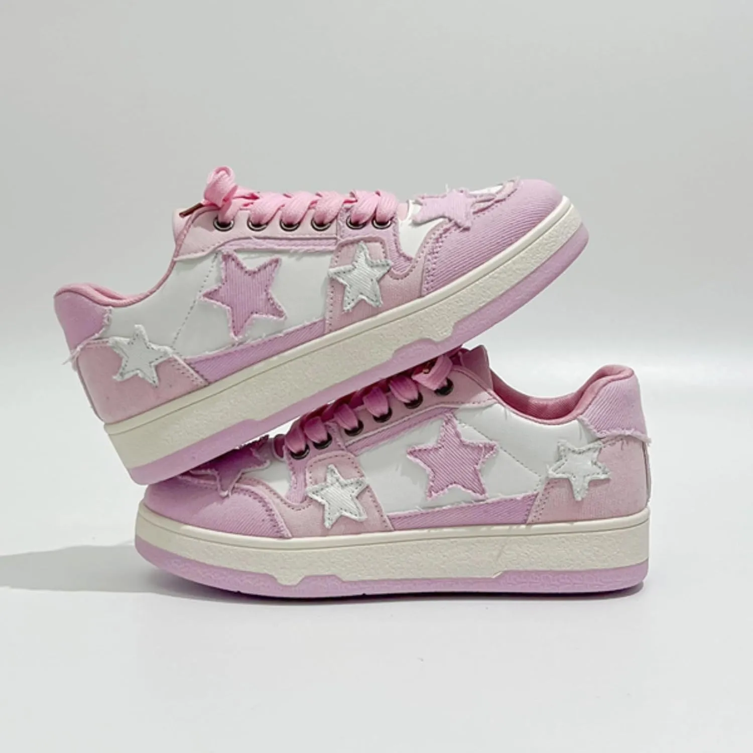 Retro Cool Star Chunky Sneakers for Women Trendy Casual Aesthetic Platform Skate Walking Shoes