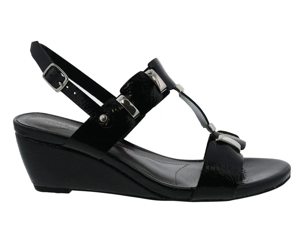Ros Hommerson Wynona Women's Stretch Fabric Straps Sandal In Black Combo