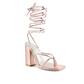 Rose gold Lace Up High Heel Sandals
