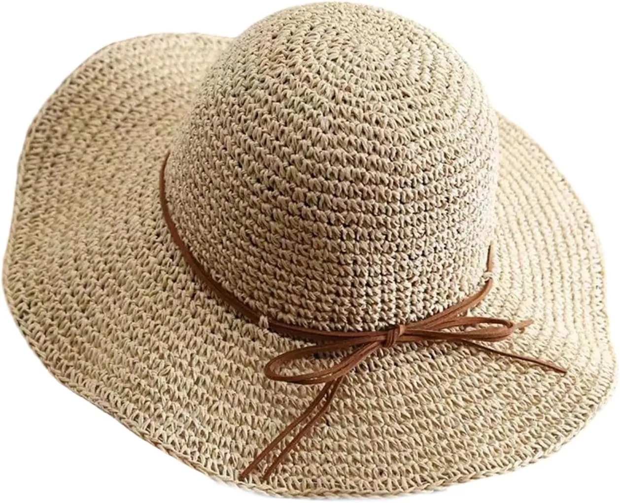 SHENHE Women's Straw Bucket Hat Wide Brim Foldable Travel Beach Vacation Sun Hats