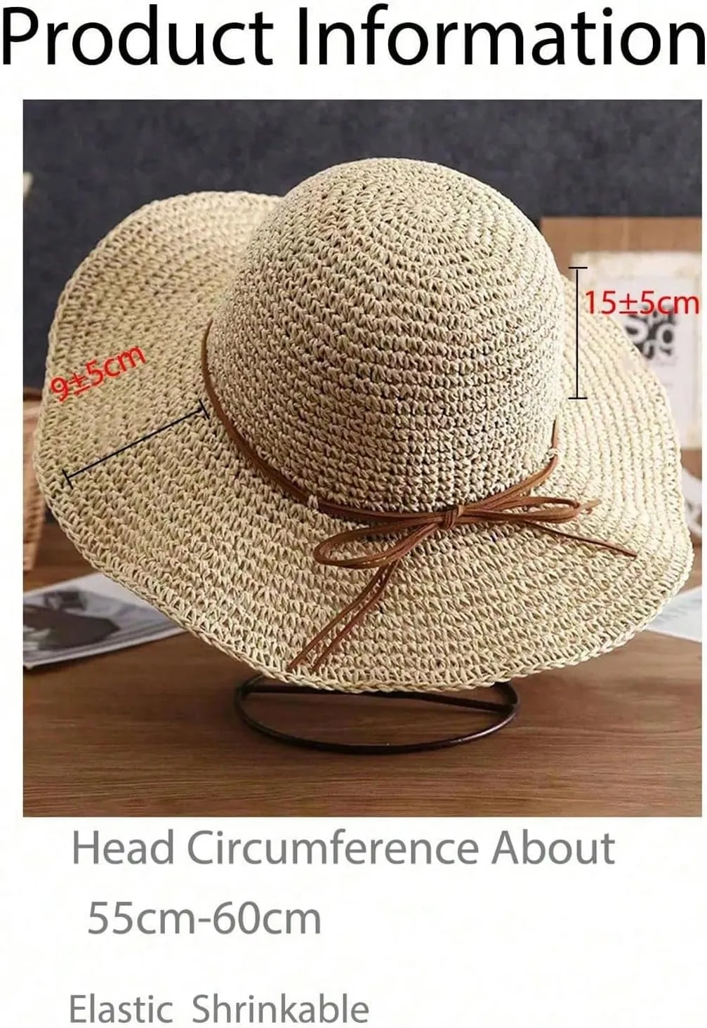 SHENHE Women's Straw Bucket Hat Wide Brim Foldable Travel Beach Vacation Sun Hats