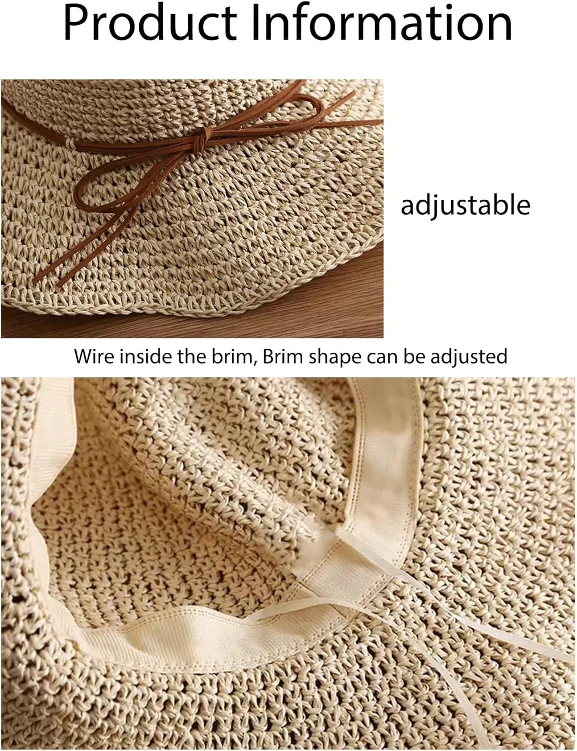 SHENHE Women's Straw Bucket Hat Wide Brim Foldable Travel Beach Vacation Sun Hats