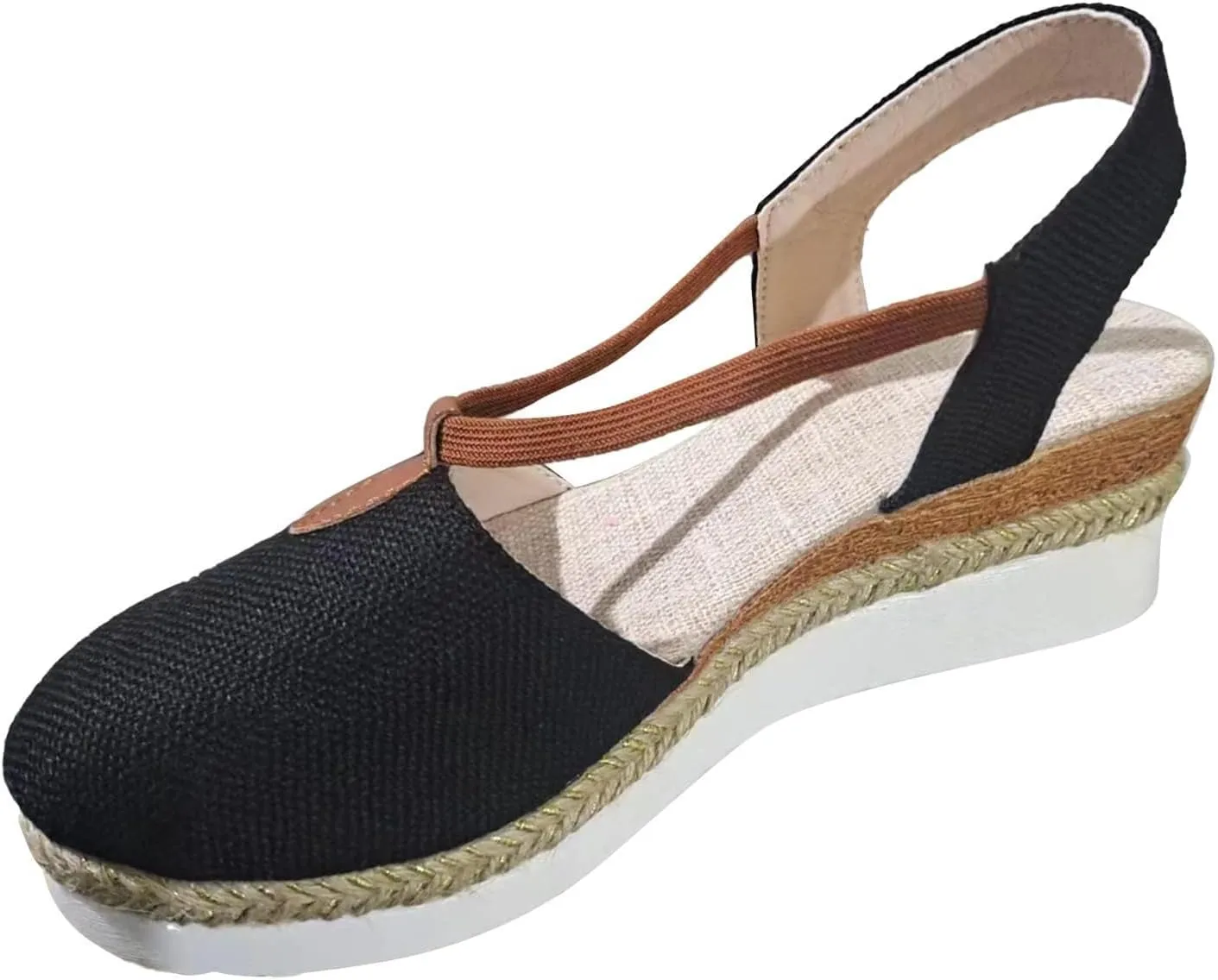 Smoneyful Womens Stylish Platform Wedge Sandals with Circle Ring Detail Espadrille Canvas for Beach Casual Comfortable for Every Occasion