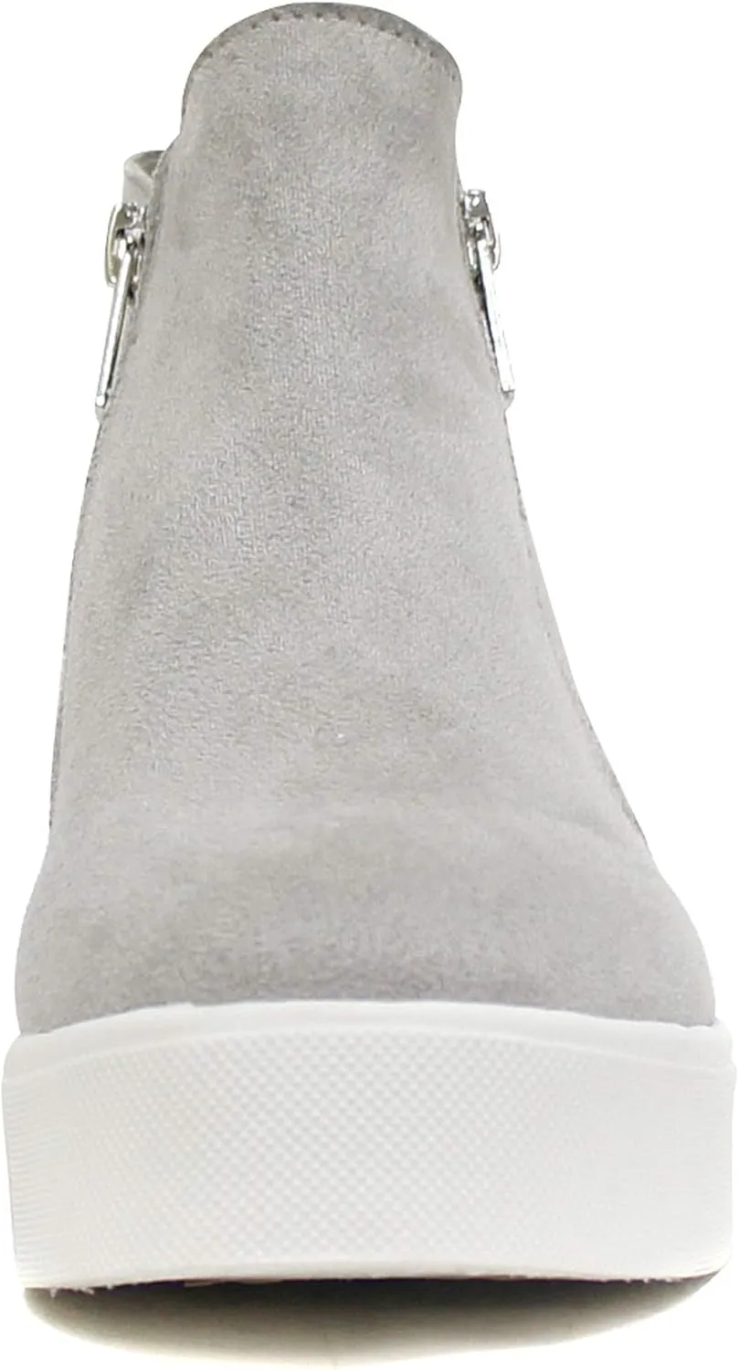 Soda Taylor by Trendy Fashion ~ Hidden Wedge Sole Booties Ankle Heels Sneaker Shoes Side Zipper