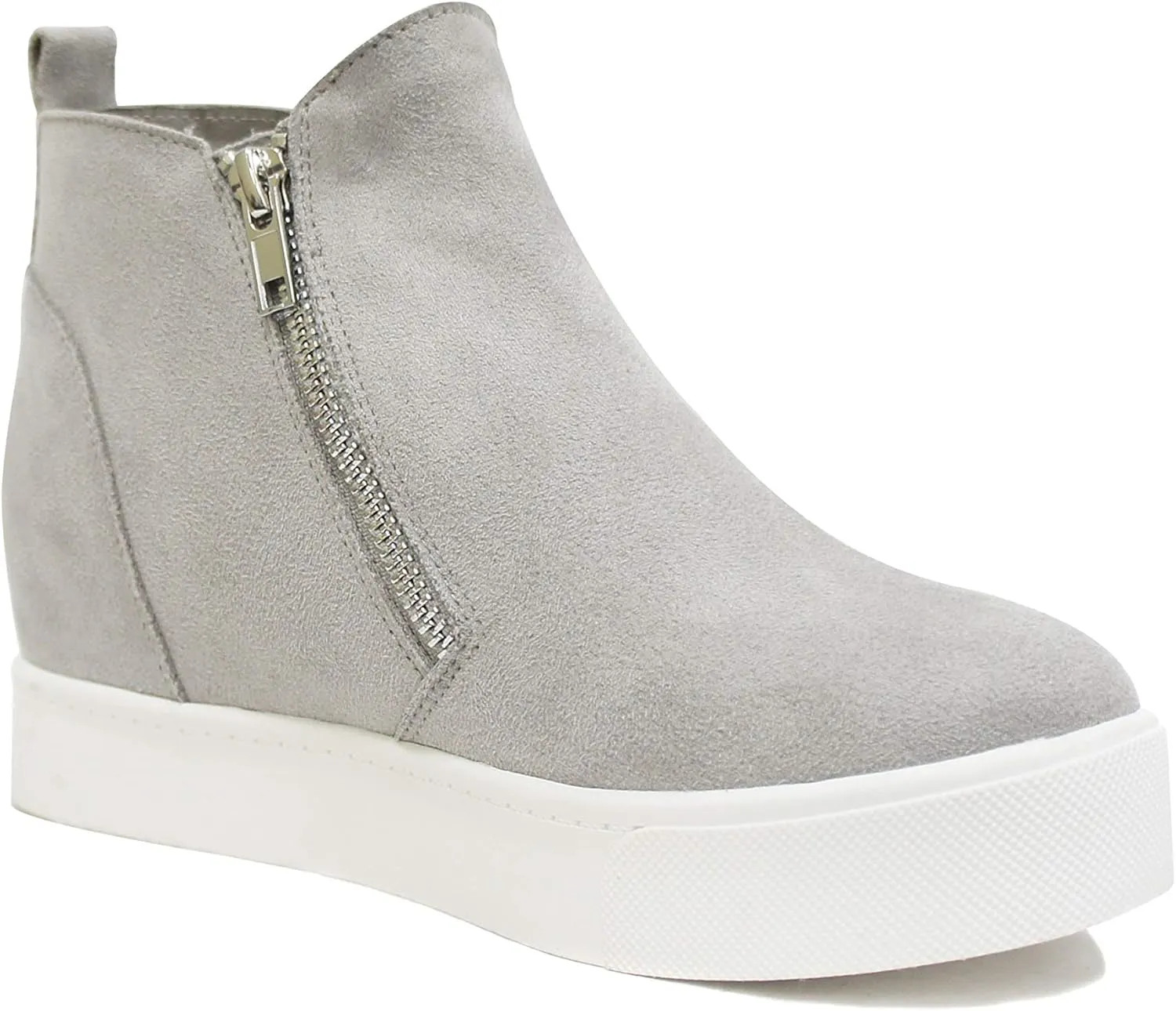Soda Taylor by Trendy Fashion ~ Hidden Wedge Sole Booties Ankle Heels Sneaker Shoes Side Zipper