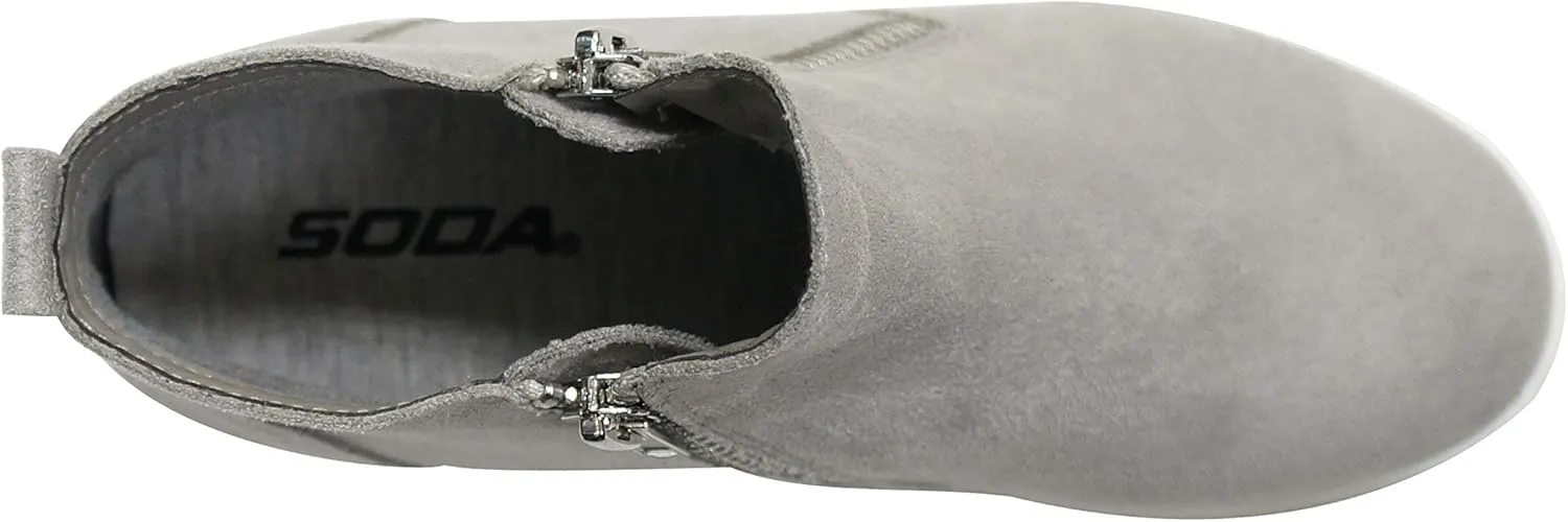 Soda Taylor by Trendy Fashion ~ Hidden Wedge Sole Booties Ankle Heels Sneaker Shoes Side Zipper