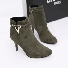 Suede Pencil Heel Ankle Boots