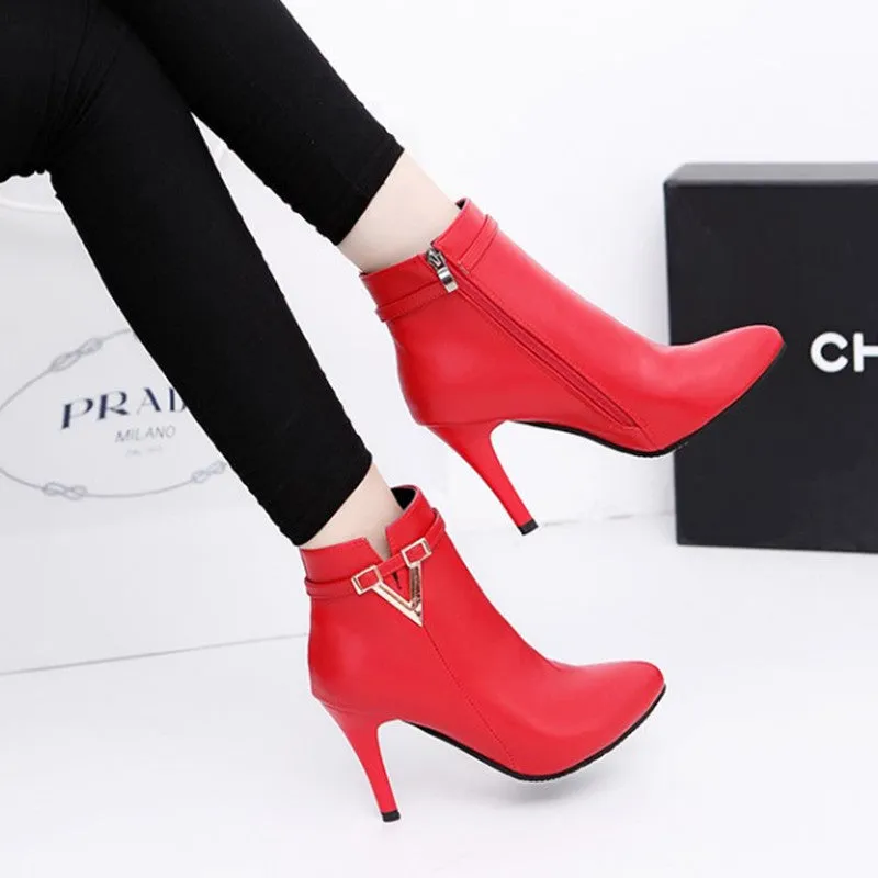 Suede Pencil Heel Ankle Boots