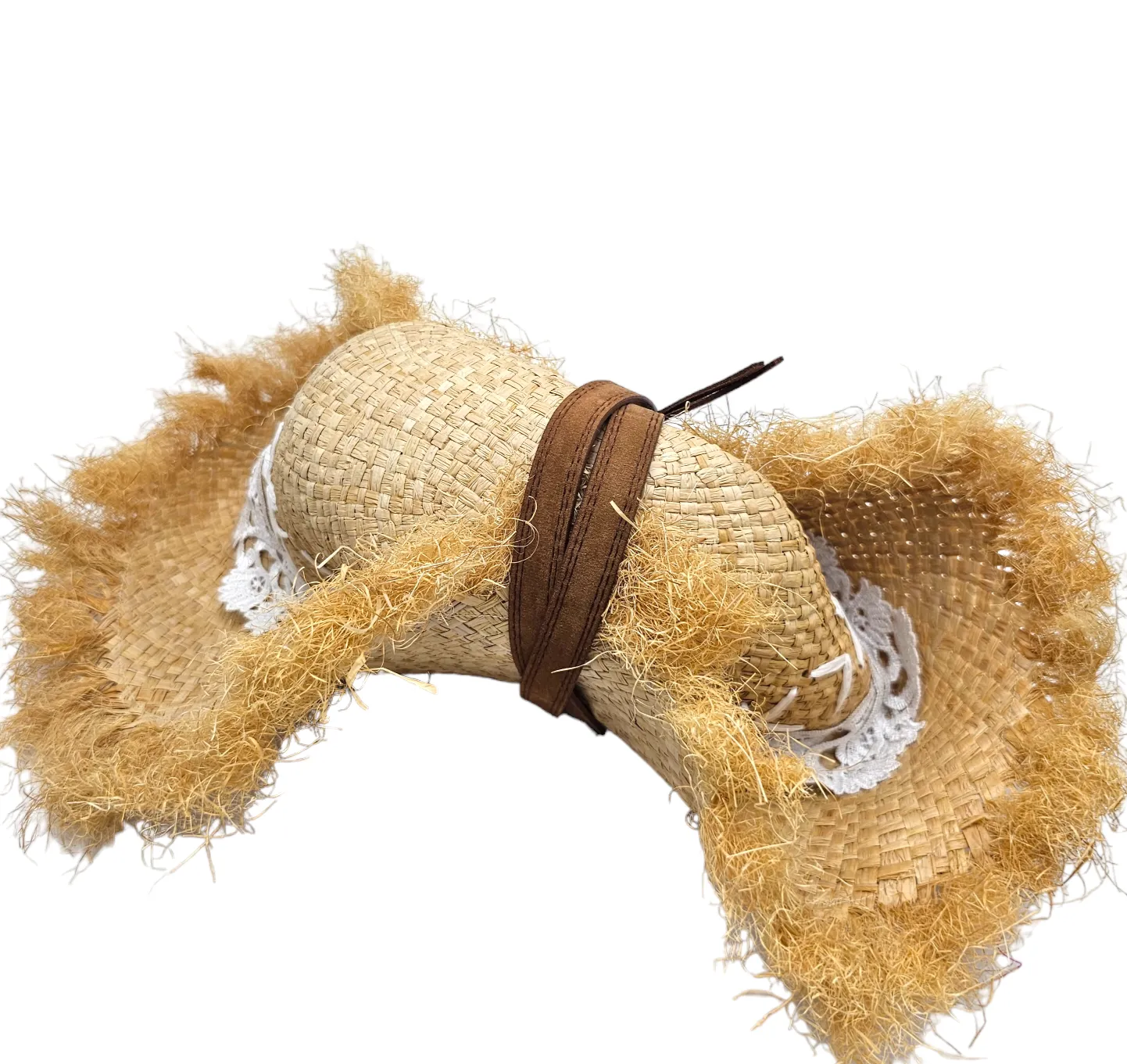 Sun Protection Hat- Foldable Soft Straw Fringe (Desert Rose)