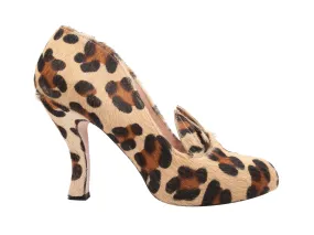Tan & Multicolor Minna Parika Ponyhair Leopard Print Pumps Size 39